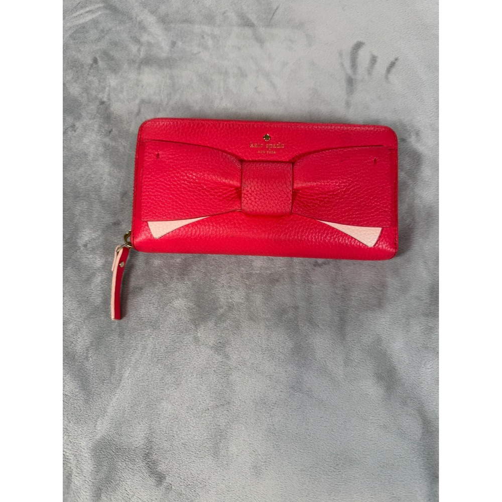 Kate Spade Eden Lane Bow Lacey Zip Around Continental Leather Wallet